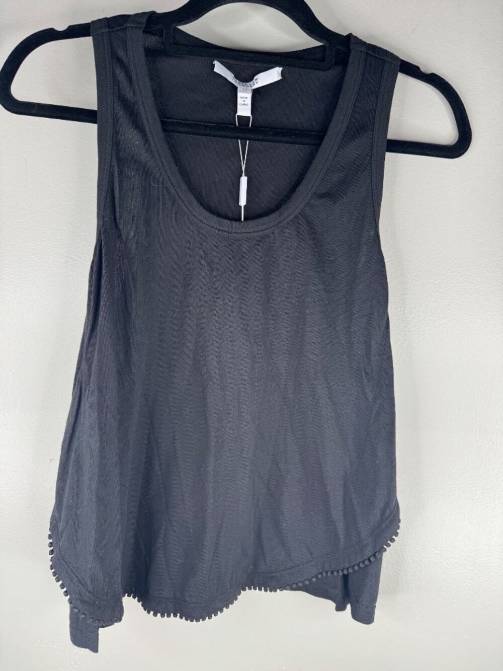 Derek Lam Pom Pom Tank Black Racerback Top Size S NWT $195 - Picture 3 of 5